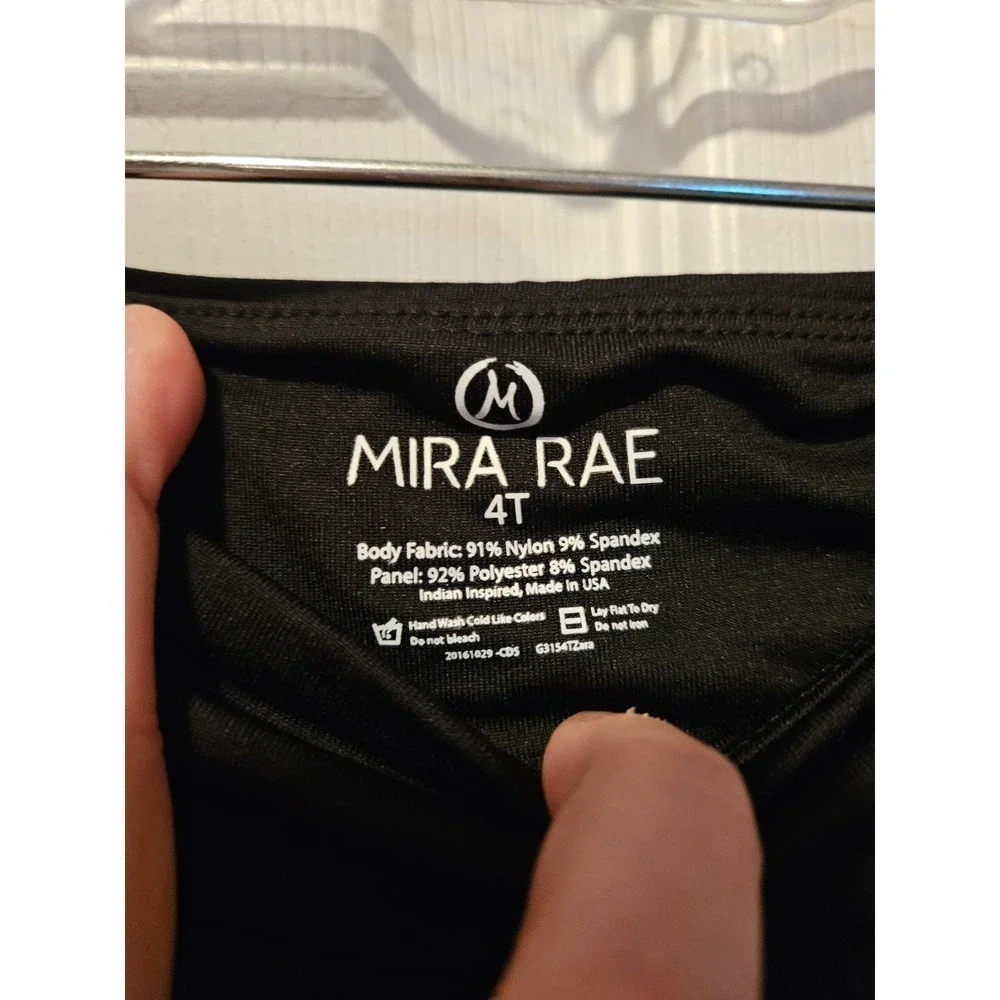 NWT‎ Mira Rae full length black leggings shimmer blue 4T